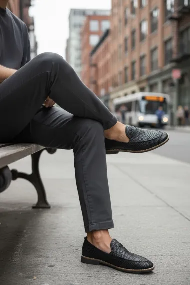 Mocasini barbati negri, tapla subtire, piele eco, comozi 12317 N2.3.4-2